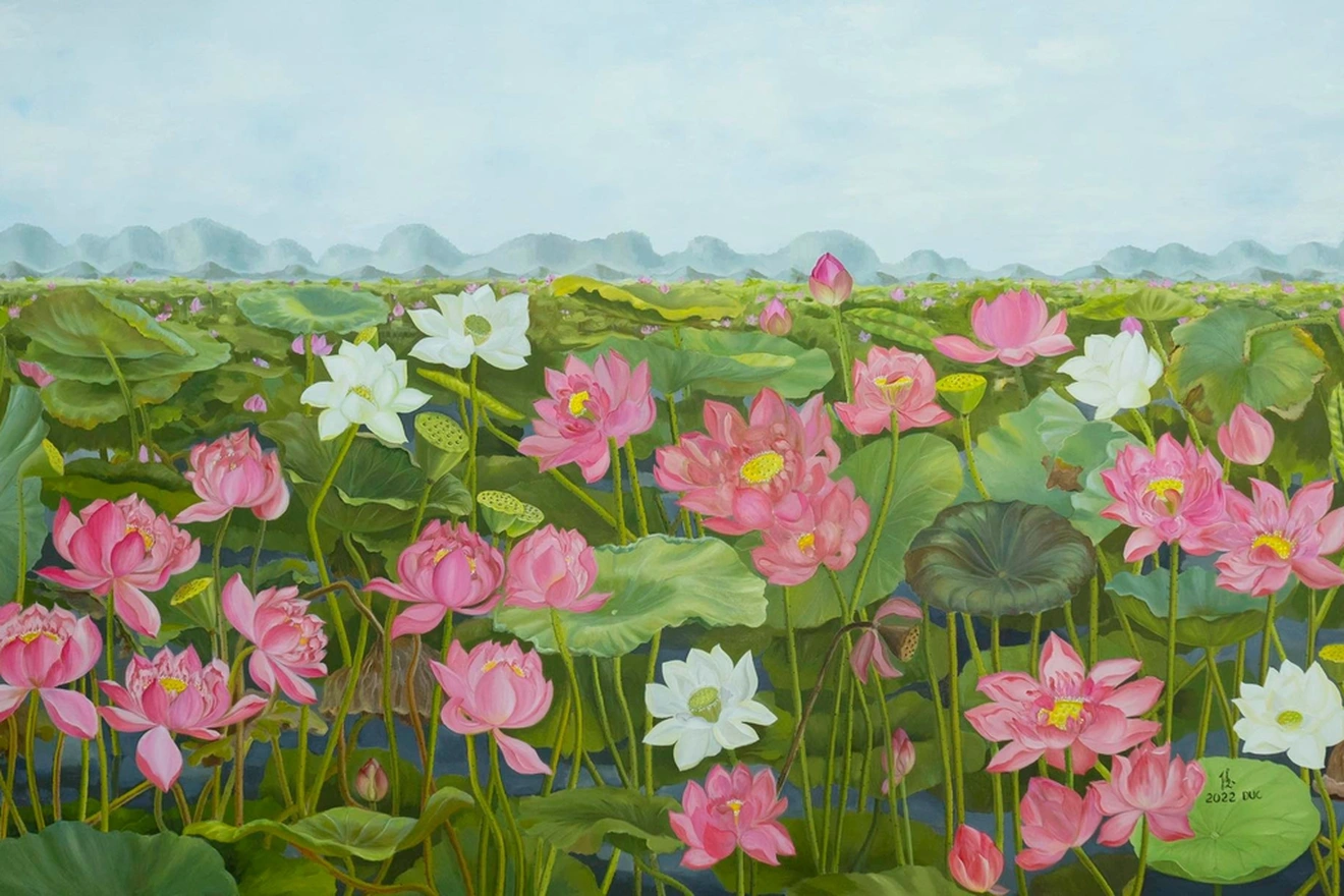莲花画版《莲华静景》在河内展出